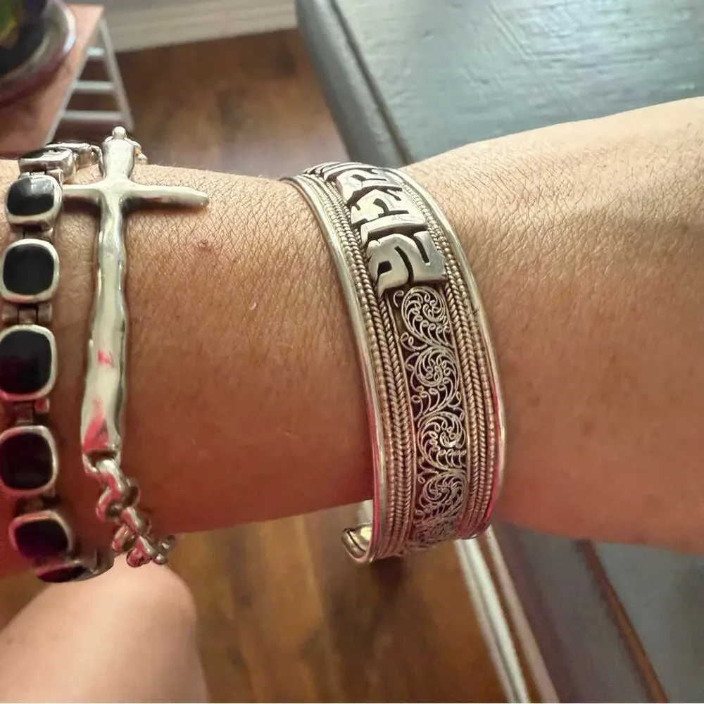 Mantra  Sterling Silver Cuff Bracelet